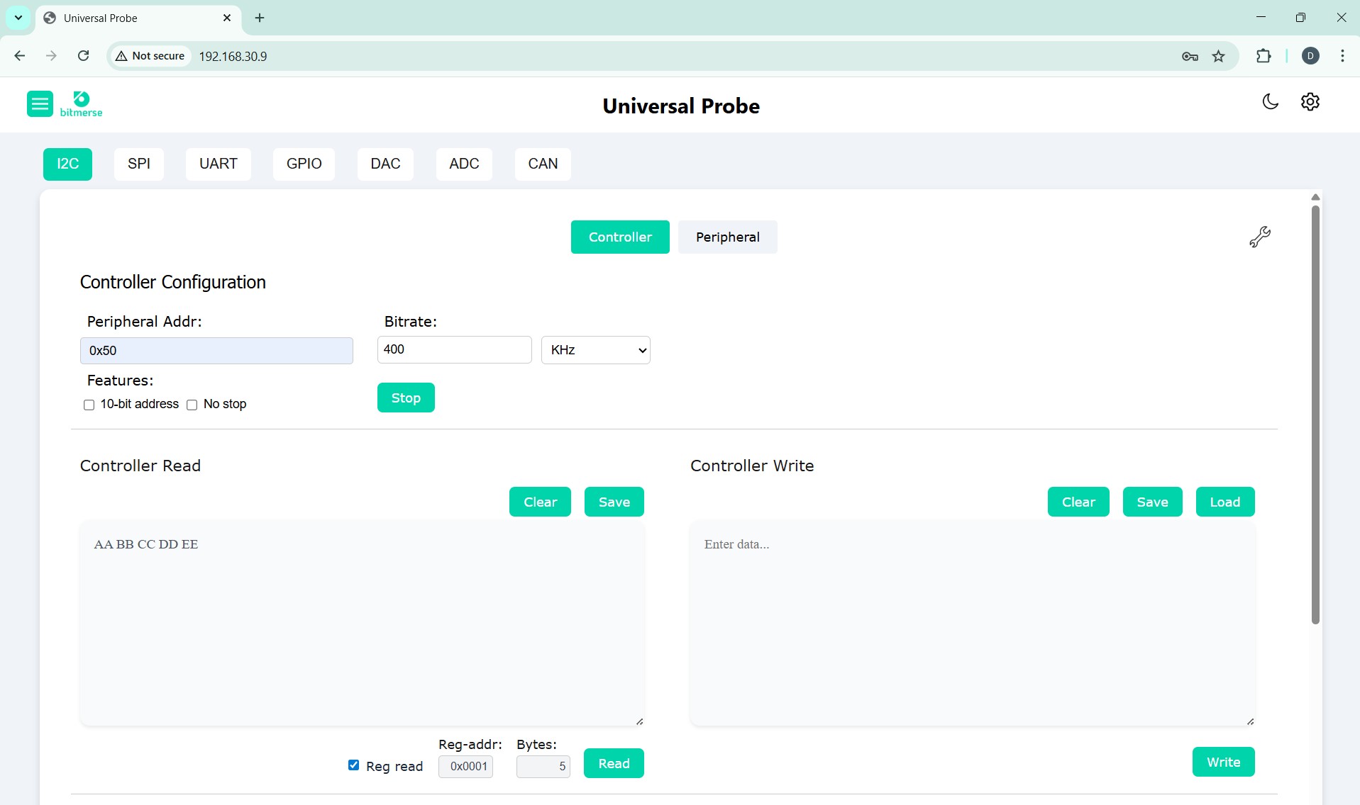 bUniProbe-gui-I2C-light